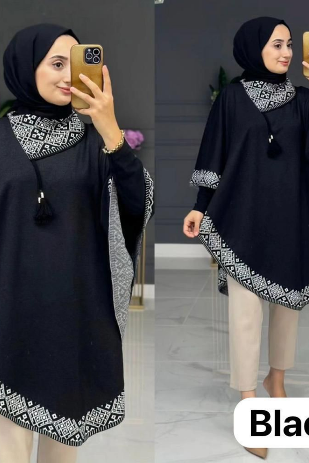 SHAWL PONCHO WITH COZY NECK