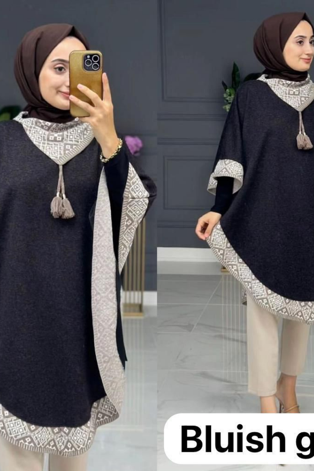 SHAWL PONCHO WITH COZY NECK