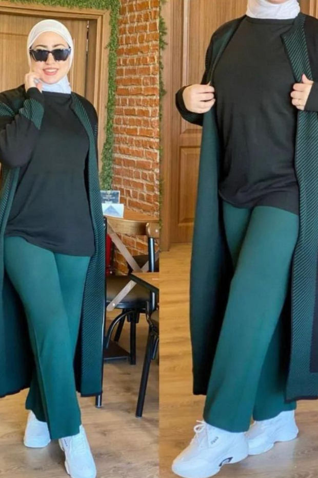 WINTER FLEECE LONG CARDIGAN OUTFIT