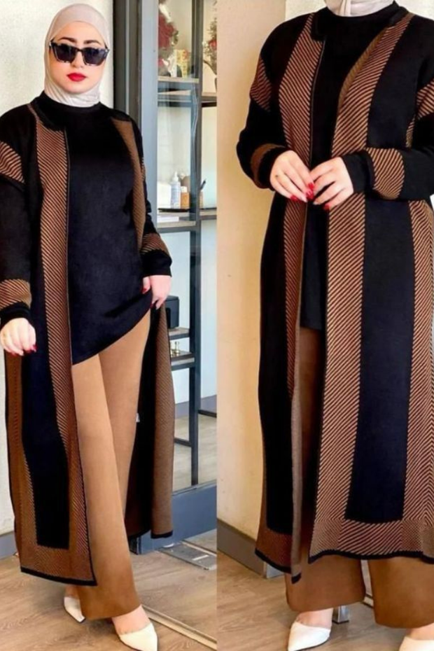 WINTER FLEECE LONG CARDIGAN OUTFIT