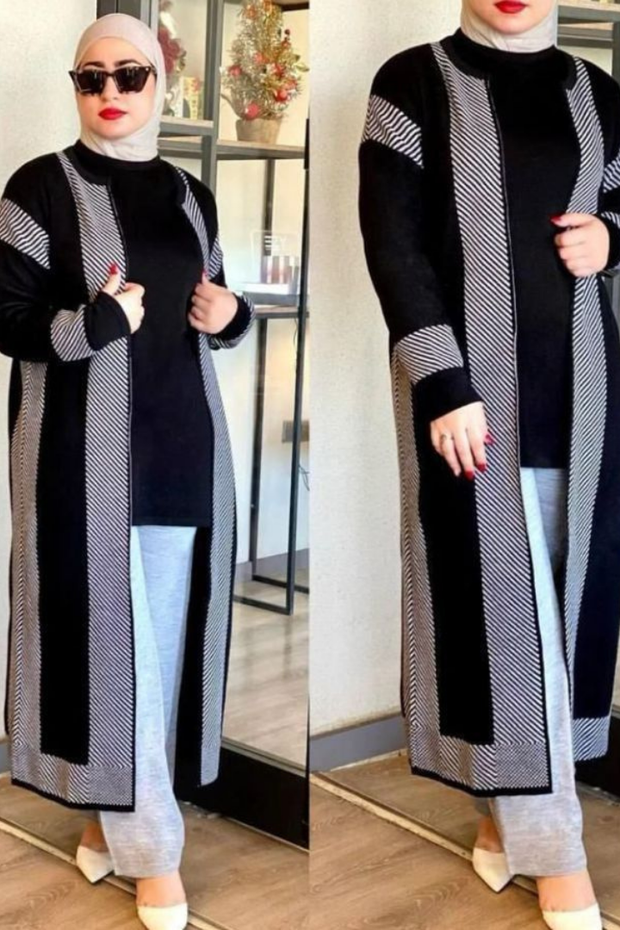 WINTER FLEECE LONG CARDIGAN OUTFIT
