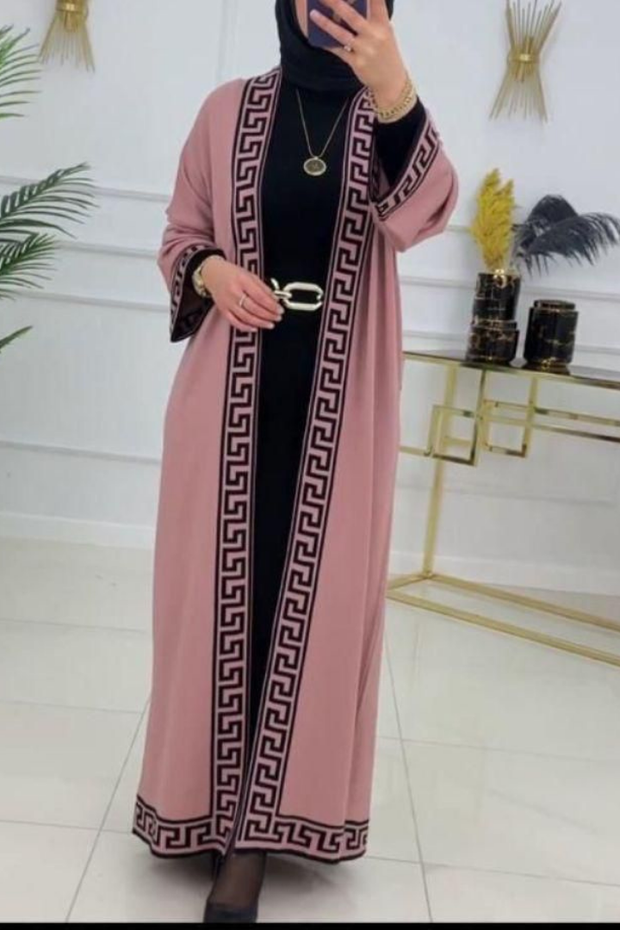 PRINTED FLEECE GOWN WITH INNER