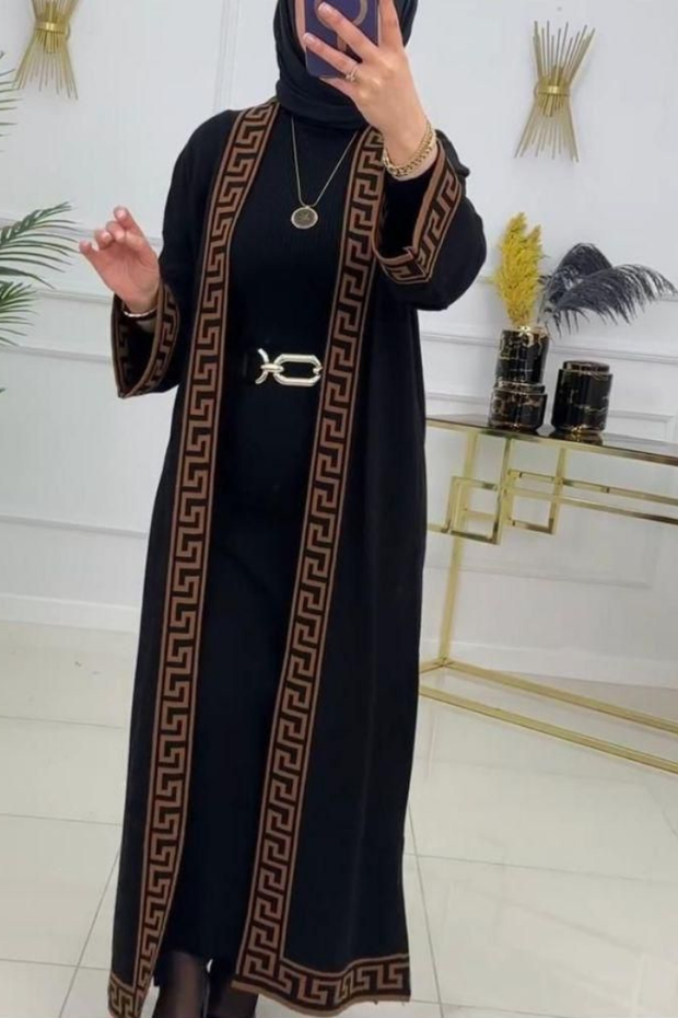 PRINTED FLEECE GOWN WITH INNER