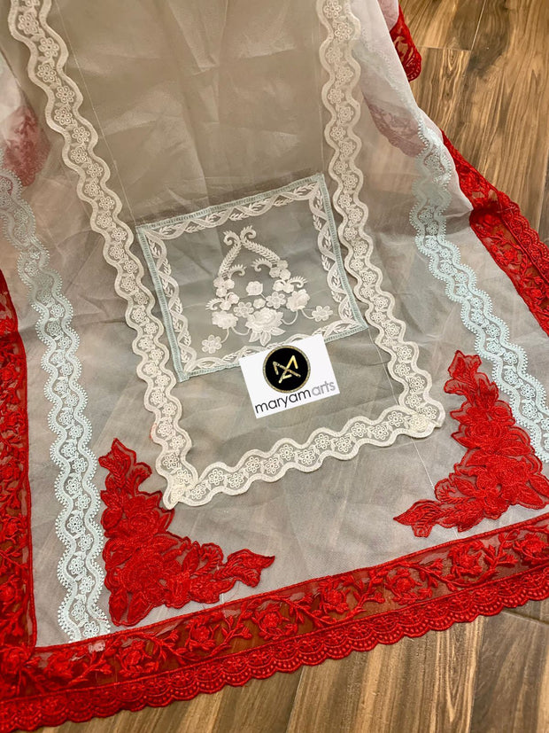 CRIMSON CHICKANKARI COTTON