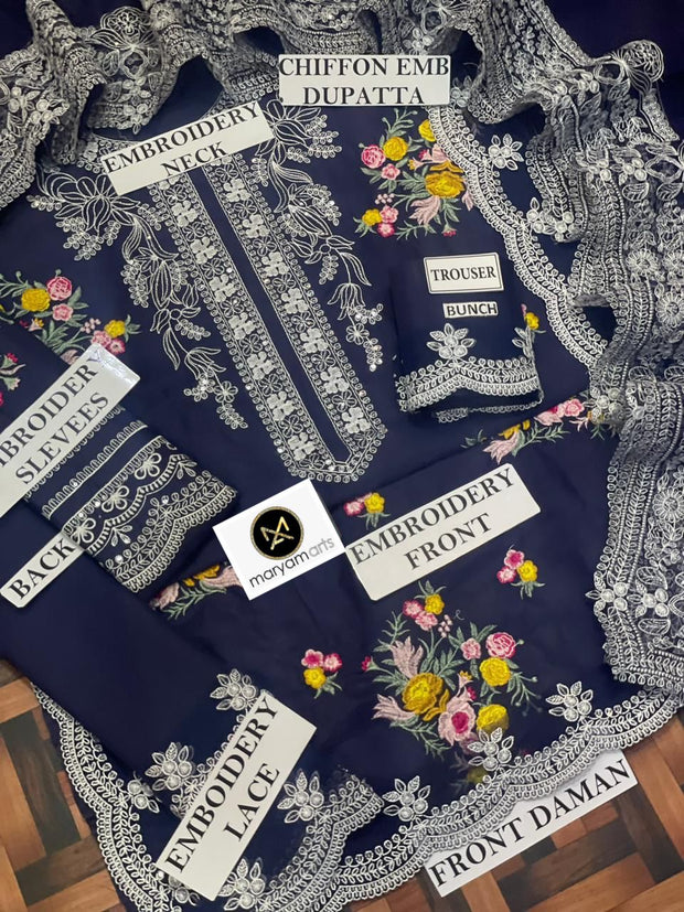 CRIMSON LAWN EMBROIDED